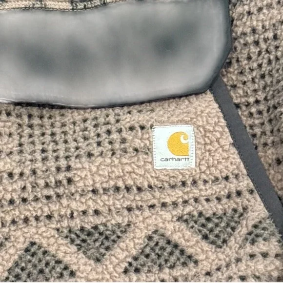 Carhartt Pullover Women 1X Brown New Geometric OJ4991-W Sherpa Fleece Relaxed Fi - Picture 3 of 10
